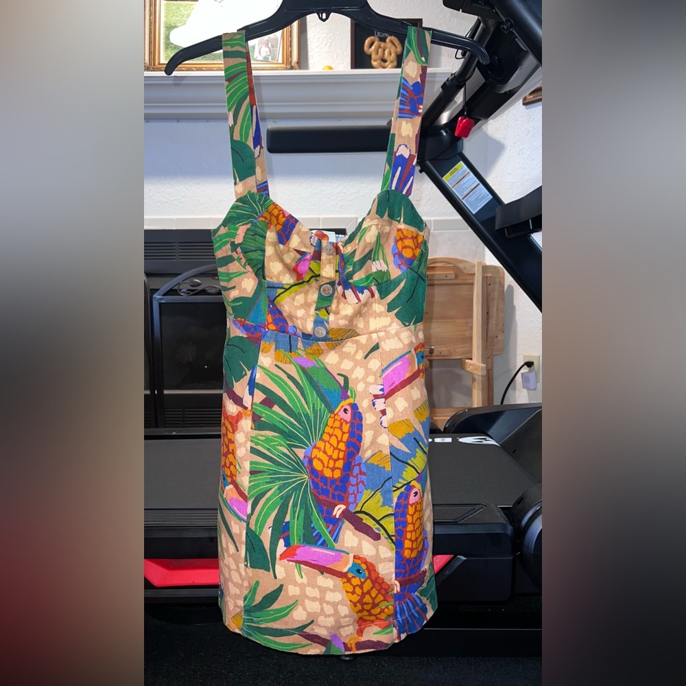 FARM Rio Multicolor Tropical Toucan Mini Dress